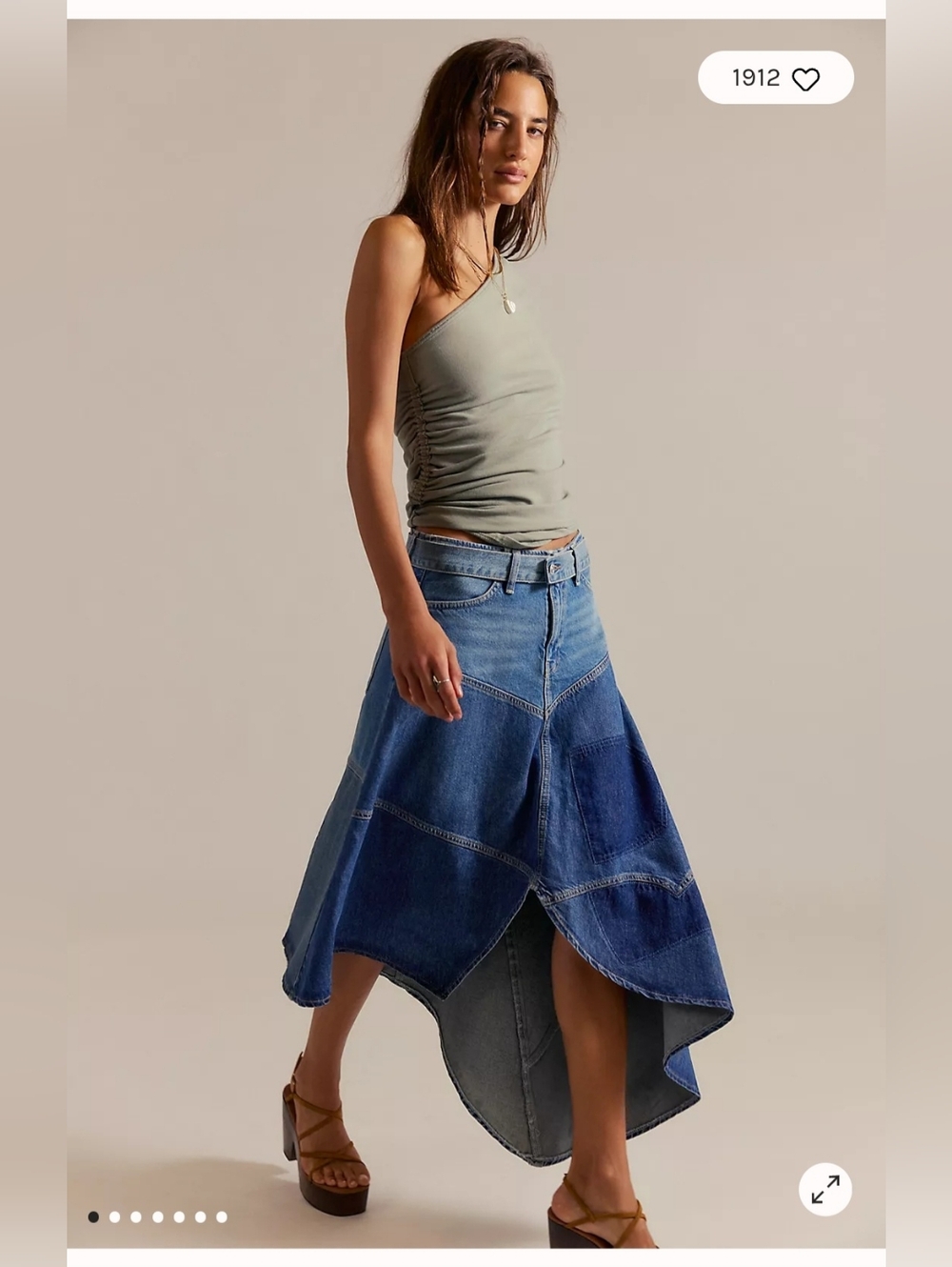 NWOT We The Free Piece Of Work Denim Midi Skirt